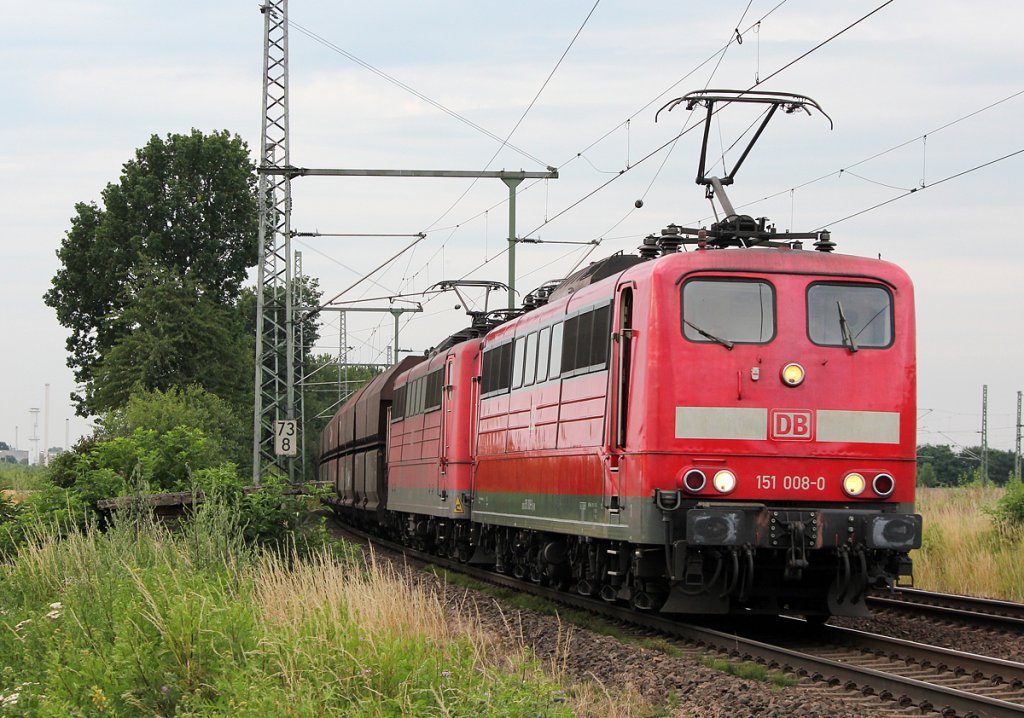 151 008-0 & 151 095-7 in Porz Wahn am 05.07.2012