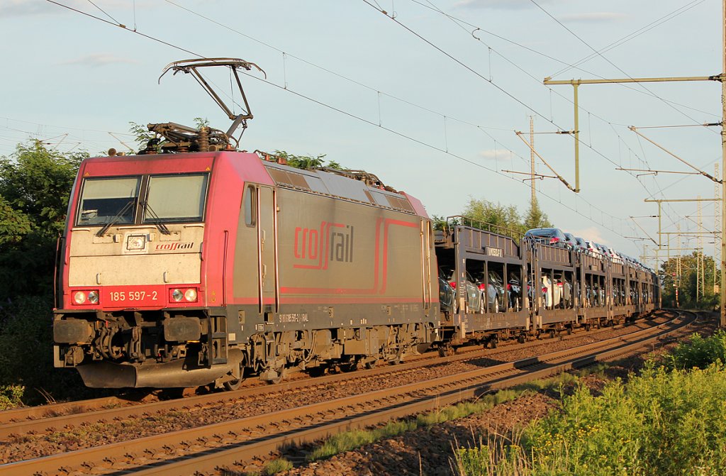 185 597-2 der Crossrail in Porz Wahn am 08.07.2011