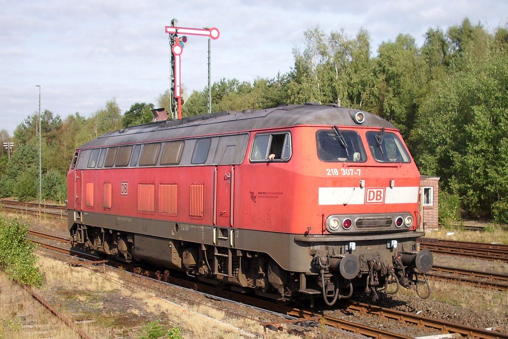 Danny mit seiner 218 307-7 in Munster beim umsetzen. 09,2009