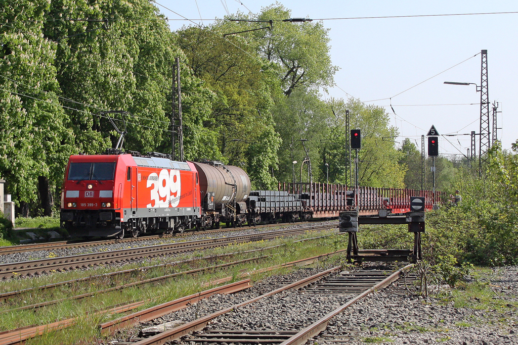 Die 185 399-3 in Ratingen Lintorf am 19,04,11