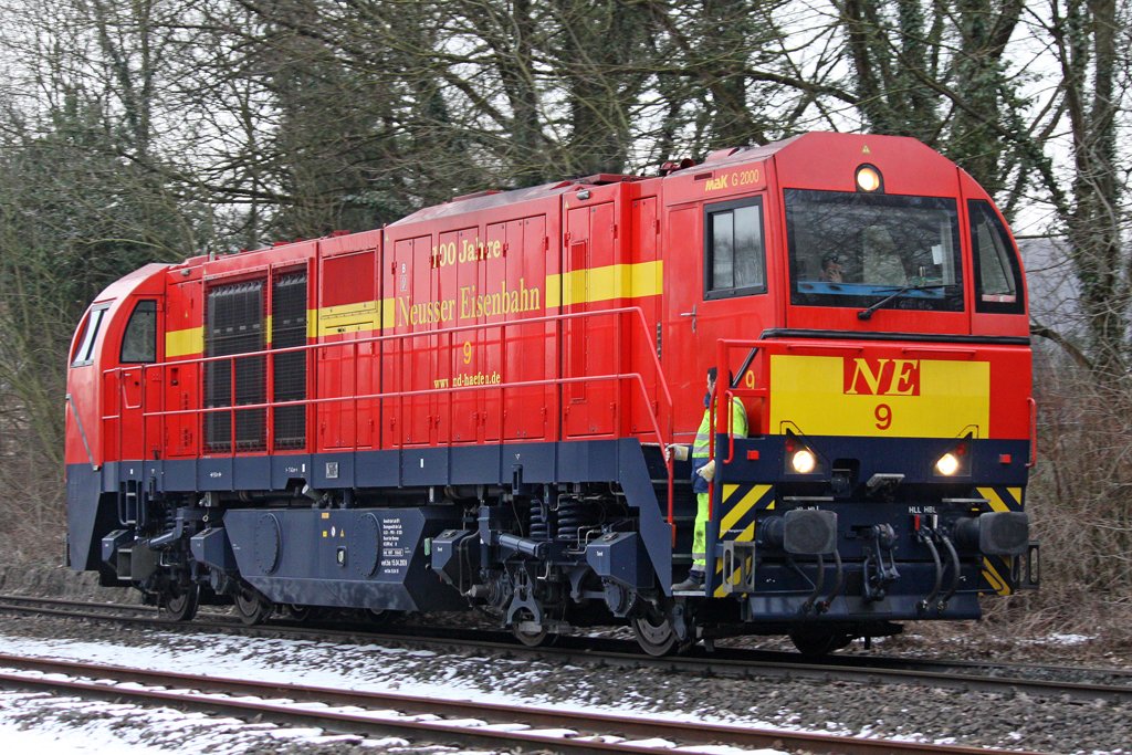 Die NE9 der Neusser Eisenbahn in Dornap Hahnenfurt am 12,03,10