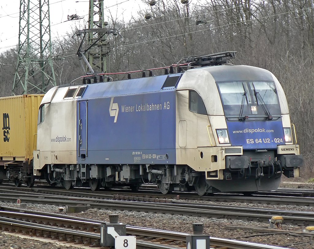 ES 64 U2 024 der Wiener Lokalbahnen in Gremberg am 25.03.2010.