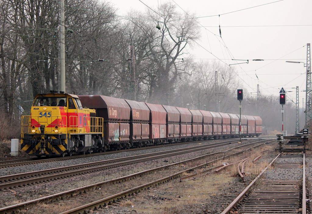 Lok 545 der E&H in Ratingen-Lintorf am 07.02.2012