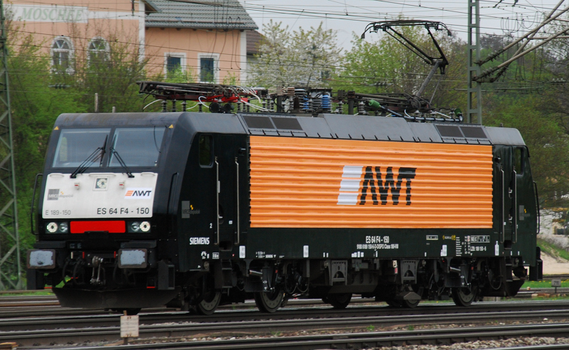 Portrait, ES 64 F4-150, AWT, aufgenommen am 30.04.13, bei einer Solodurchfahrt durch Treuchtlingen.
