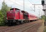 V100 1200 mit den Wagen des Sonderzugs des vergangenen Wochenendes (Bayr S3/6 ..) inkl.