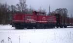 213 334 der Rennsteigbahn mit Werbung von der Seite (14.01.10)