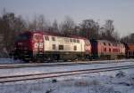 OHE 200086 und 200085 haben Kohlewagen in den Bahnhof Munster gezogen und dann wieder zur�ck.