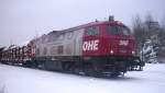 OHE 200086 mit zwei Wagen.