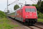 101 080-8 in Bonn Oberkassel aufgrund einer Streckensperrung (PU) auf der linken Rheiseite am 23.06.2012