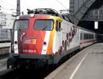 110 325-8 am IC336 von Emden nach Luxembourg bei der Ausfahrt aus K�ln Hbf.