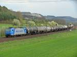 185 524 ( RSB Logistic ) unterwegs mit einem Kesselzug.