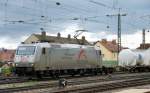 185 531-1, aufgenommen am 15.05.10, bei der Durchfahrt durch Treuchtlingen.