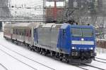 Die 185 CL-009 als RE13 f�r die Eurobahn, in Wuppertal Elberfeld am 01,02,10