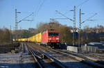 185 391-0 mit dem KT 50779 (München-Riem Ubf - Wuppertal-Langerfeld Ubf) am 04.12.2016 bei Wuppertal-Sonnborn.