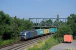 193 804-2 mit Containern am 27.07.2013 bei Naumburg(Saale).