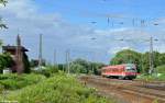 928 532-0 mit der RB 11883 von Neuss nach Grevenbroich am 21.06.2013 bei der Einfahrt in den Gerevenbroicher Bahnhof.