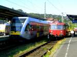 27.09.2009 am Betzdorfer Bahnhof alt und modern nebeneinander.