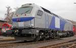Die Vossloh EURO 4000 bei der HGK in Br�hl Vochem, nun auch mit HGK Stickern versehn, aufgenommen am 19.02.2011