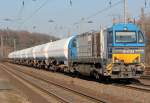 DH754 der HGK mit Kesselzug in K�ln West am 22.02.2011